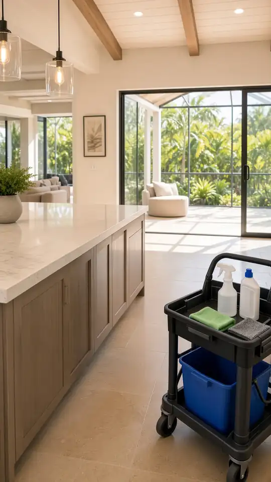 A bright Central Florida kitchen after a house cleaning visit